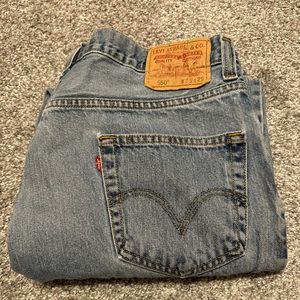 Levis 550 Jeans Mens 36x29 Blue Relaxed Straight Mid Rise Light Wash Denim *